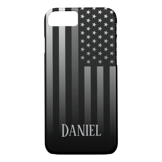 Personalised Thin Grey Line Flag Case-Mate iPhone Case (Back)
