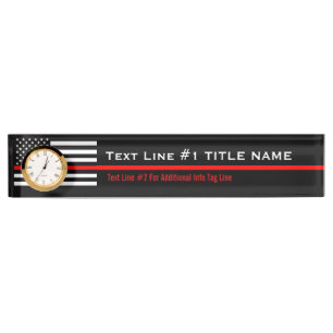 Personalised Thin Red Line American Flag on a Nameplate