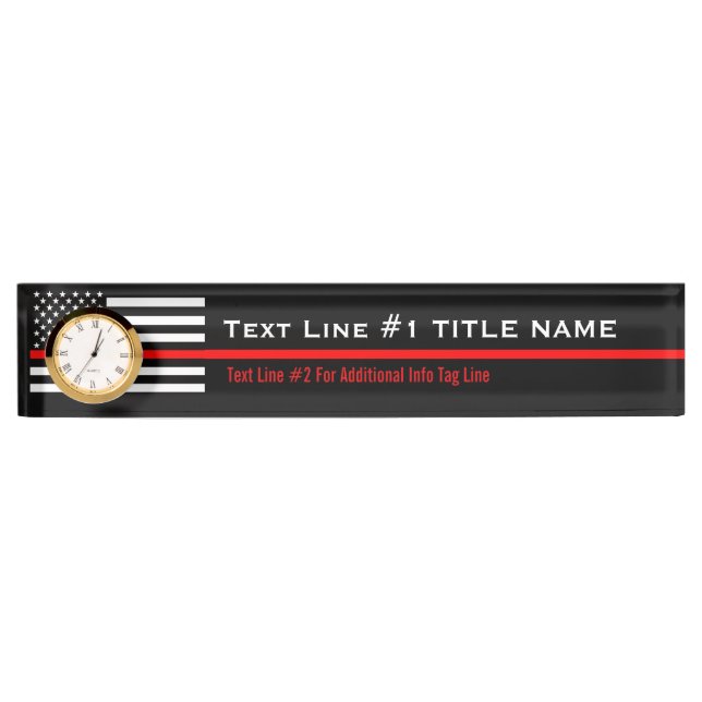 Personalised Thin Red Line American Flag on a Nameplate (Front)