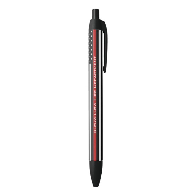 Personalised Thin Red Line Flag Black Ink Pen (Bottom (Vertical))