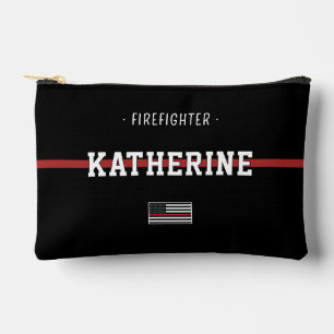 Personalised Thin Red Line Flag Firefighter Accessory Pouch