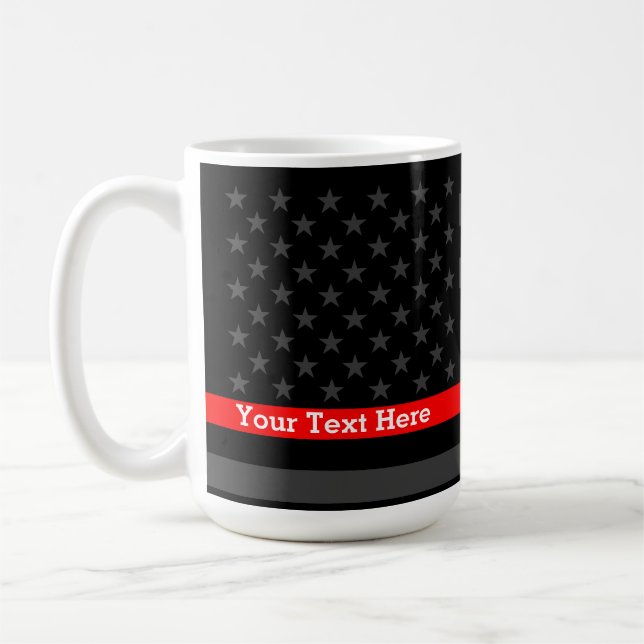 Personalised Thin Red Line Grey US Flag Statement Coffee Mug (Left)