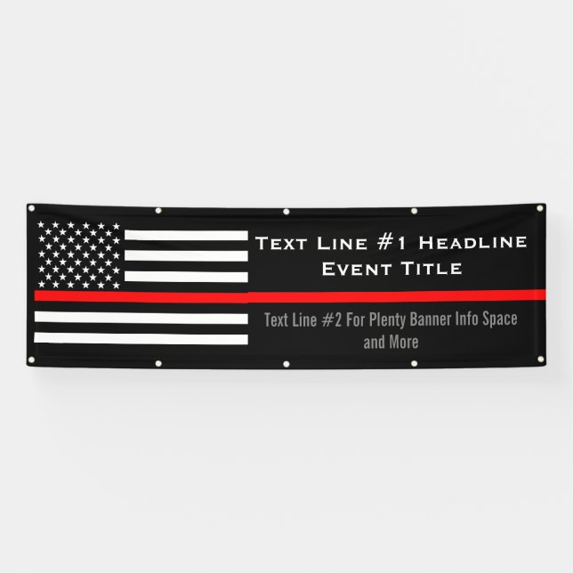 Personalised Thin Red Line US Flag Medium Display Banner (Horizontal)