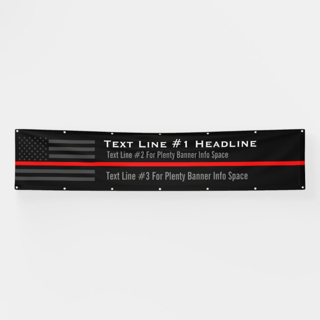 Personalised Thin Red Line USA Flag Long Display Banner (Horizontal)