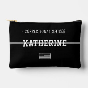 Personalised Thin Silver Line Correction Officer Accessory Pouch