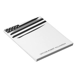 Personalised Thin Silver Line Correctional Officer Notepad