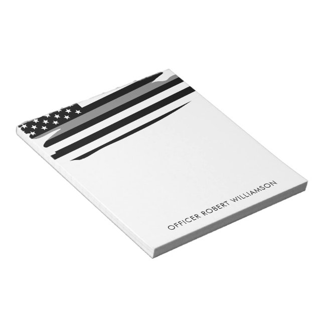 Personalised Thin Silver Line Correctional Officer Notepad (Angled)