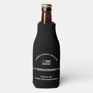 Personalised Thin Silver Line Corrections Officer Bottle Cooler