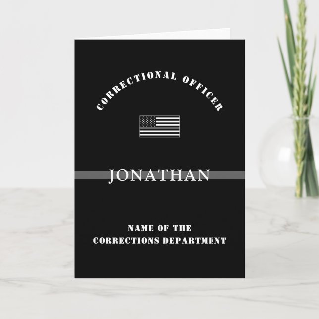 Personalised Thin Silver Line Corrections Officer Card (Front)