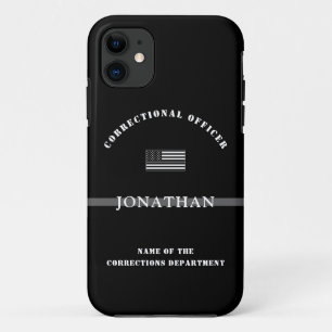 Personalised Thin Silver Line Corrections Officer iPhone 11 Case