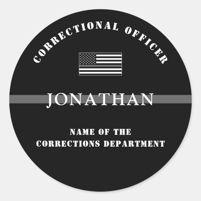 Personalised Thin Silver Line Corrections Officer Classic Round Sticker (Front)