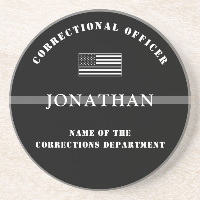 Personalised Thin Silver Line Corrections Officer Coaster (Front)