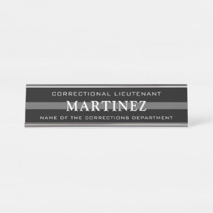 Personalised Thin Silver Line Corrections Officer Desk Name Plate