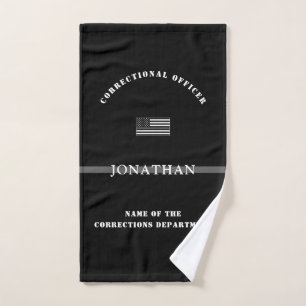 Personalised Thin Silver Line Corrections Officer Hand Towel