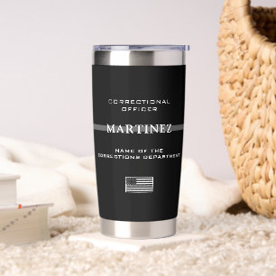 Personalised Thin Silver Line Corrections Officer Insulated Tumbler