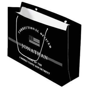 Personalised Thin Silver Line Corrections Officer Large Gift Bag