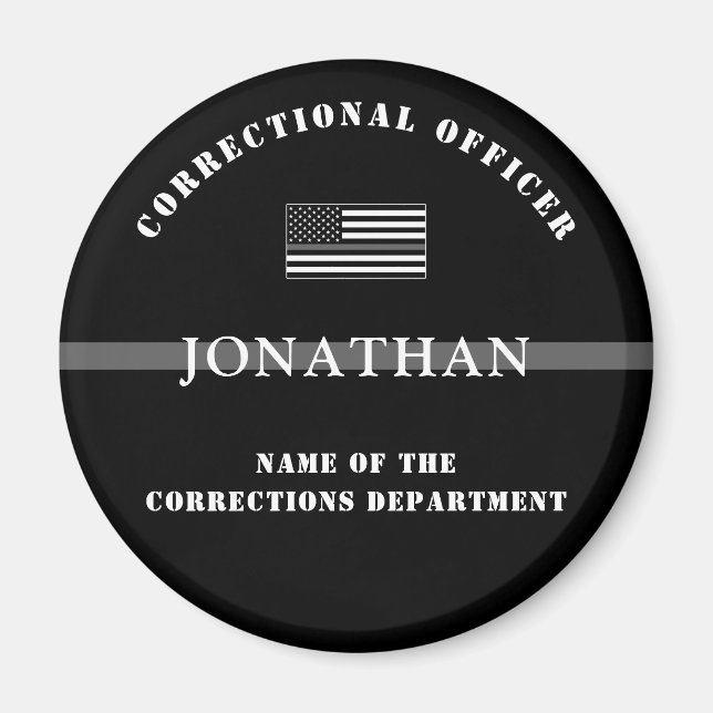 Personalised Thin Silver Line Corrections Officer Magnet (Front)
