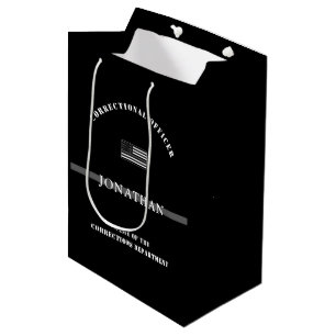 Personalised Thin Silver Line Corrections Officer Medium Gift Bag
