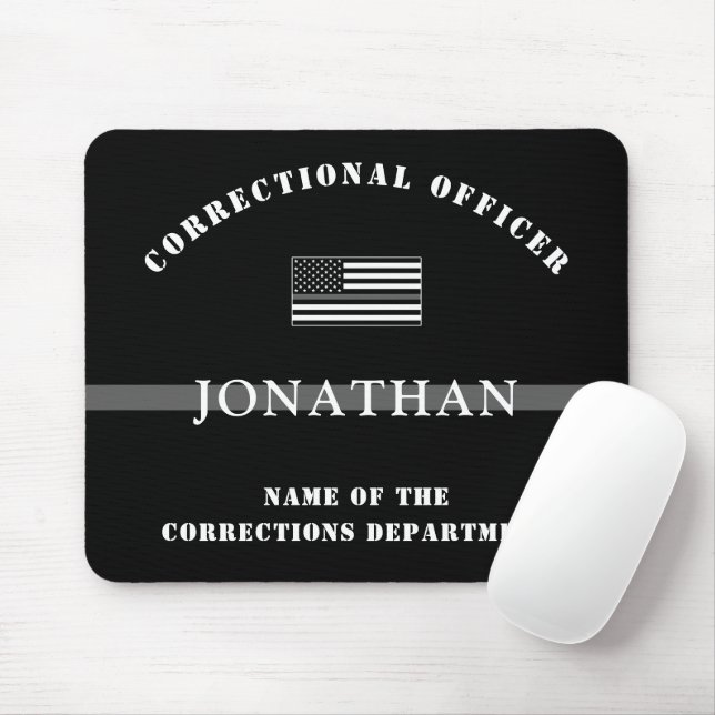 Personalised Thin Silver Line Corrections Officer Mouse Mat (With Mouse)