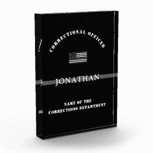 Personalised Thin Silver Line Corrections Officer Photo Block
