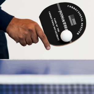 Personalised Thin Silver Line Corrections Officer Ping Pong Paddle