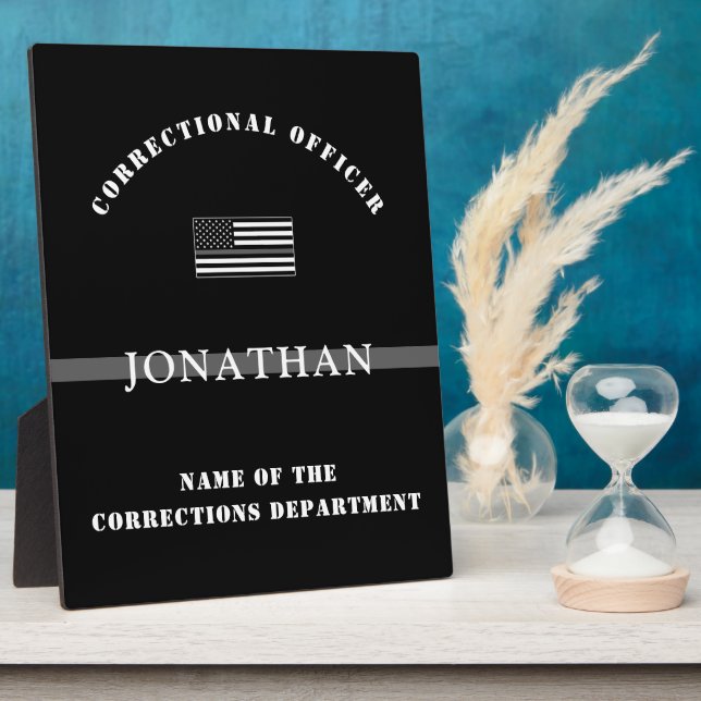 Personalised Thin Silver Line Corrections Officer Plaque (Side)