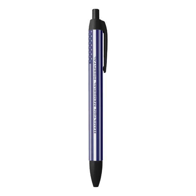 Personalised Thin White Line Flag Black Ink Pen (Bottom (Vertical))