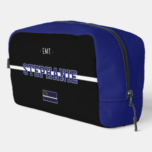 Personalised  Thin White Line USA Flag EMS EMT  Dopp Kit