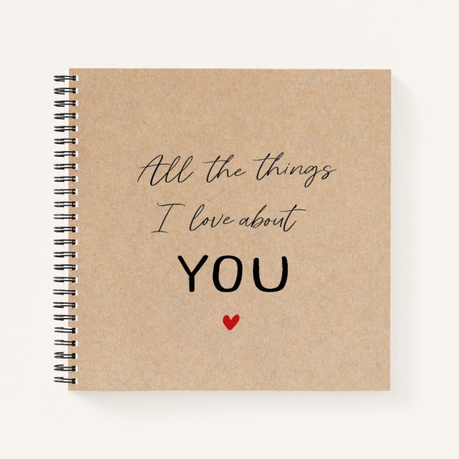 Personalised Things I Love Valentines Gift for Him Notebook (Front)