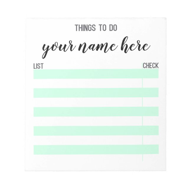 Personalised Things To Do Notepad (Front)