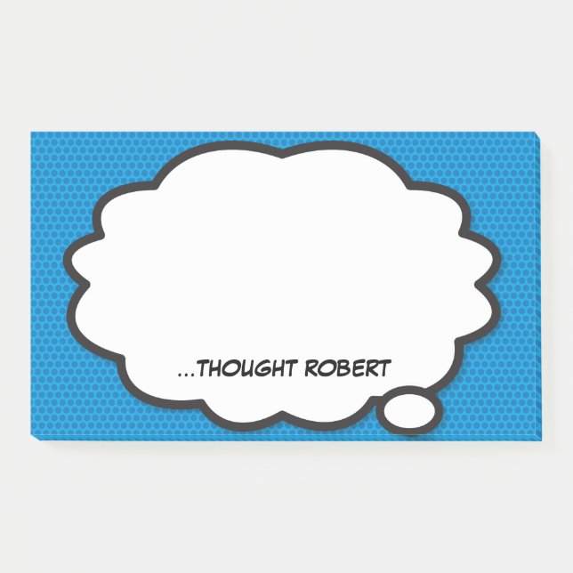 Personalised Think Bubble Fun Blue Comic Book Post-it Notes (Front)