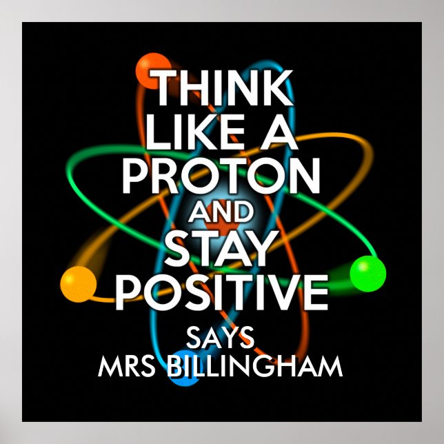 Personalised Think like a proton Science Poster (Front)