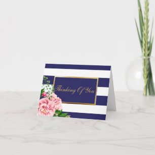 Personalised "Thinking Of You" Roses Navy Stripes Card