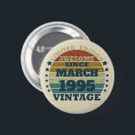 Personalised Thirty vintage 30th birthday party 6 Cm Round Badge<br><div class="desc">Add originality to your wardrobe with this vintage retro sunset graphic design and stylish typography font lettering. It's a perfect gift for men,  women,  husbands,  wives,  girlfriends,  and boyfriends who will love this unique artwork. An ideal and fun holiday present for your birthday celebration.</div>