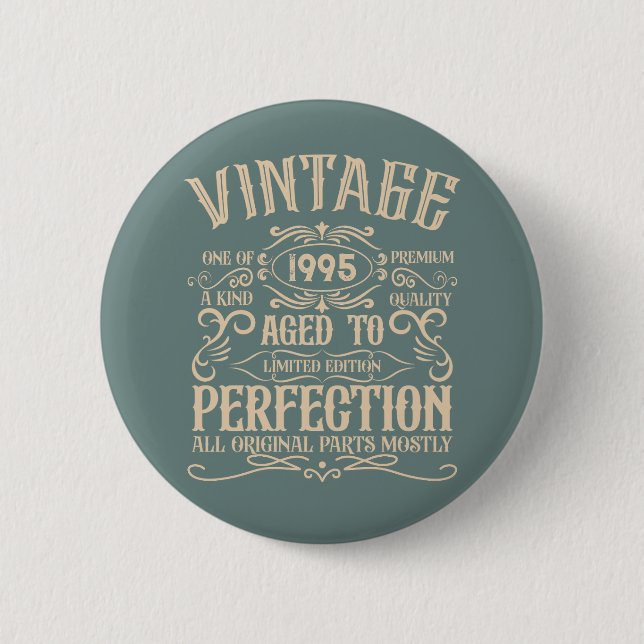 Personalised Thirty vintage 30th birthday party 6 Cm Round Badge (Front)