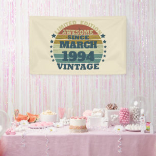Personalised Thirty vintage 30th birthday party Banner