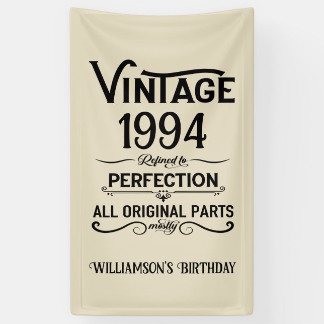 Personalised Thirty vintage 30th birthday party Banner (Vertical)