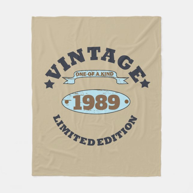 Personalised thirty vintage 30th birthday party fleece blanket (Front)