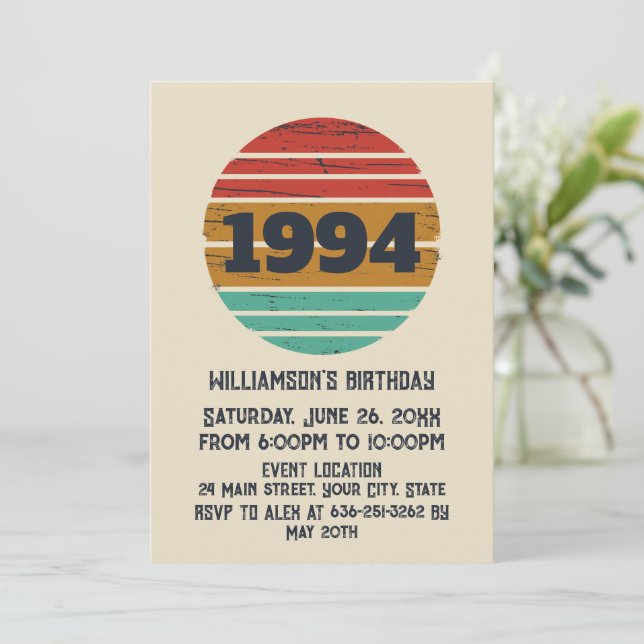 Personalised Thirty vintage 30th birthday party Invitation (Standing Front)