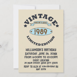 Personalised thirty vintage 30th birthday party invitation