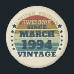 Personalised Thirty vintage 30th birthday party Magnet<br><div class="desc">You can add some originality with this limited edition, premium quality, and original, classy, retro, and vintage-looking birthday graphic design with a cool typography font. This is a great gift idea for men, women, husbands, wives, girlfriends, and boyfriends who will love this one-of-a-kind piece of art—a unique and funny holiday...</div>