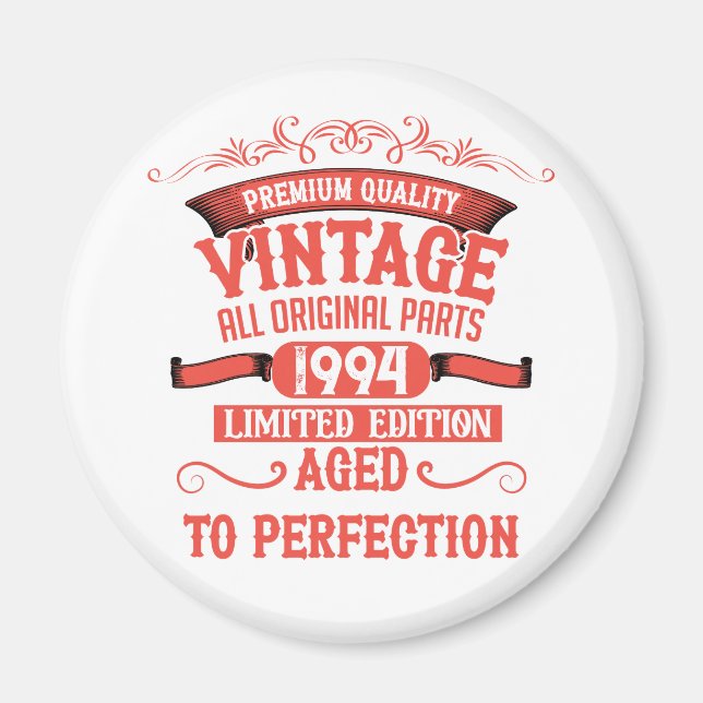 Personalised thirty vintage 30th birthday party magnet (Front)