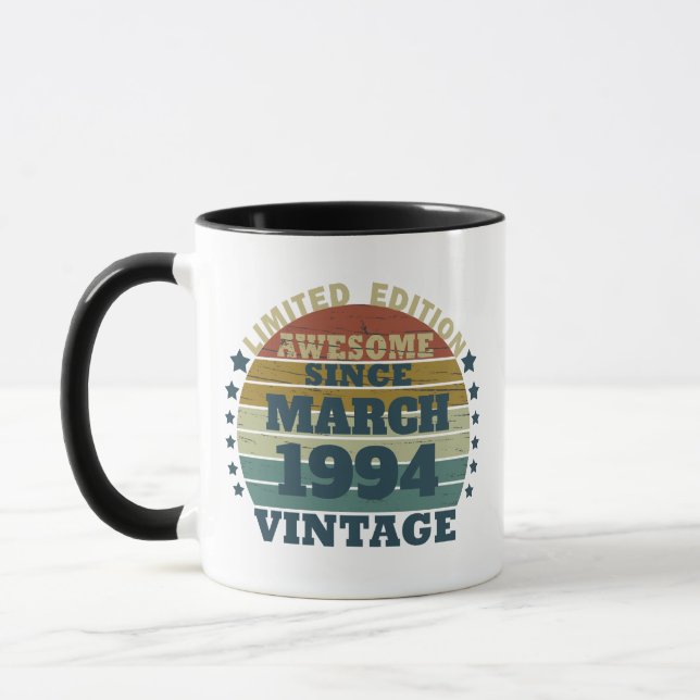 Personalised Thirty vintage 30th birthday party Mug (Left)