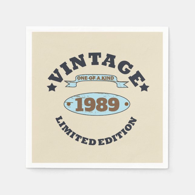 Personalised thirty vintage 30th birthday party napkin (Front)