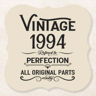 Personalised Thirty vintage 30th birthday party Paper Coaster