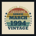 Personalised Thirty vintage 30th birthday party Poster<br><div class="desc">You can add some originality with this limited edition, premium quality, and original, classy, retro, and vintage-looking birthday graphic design with a cool typography font. This is a great gift idea for men, women, husbands, wives, girlfriends, and boyfriends who will love this one-of-a-kind piece of art—a unique and funny holiday...</div>