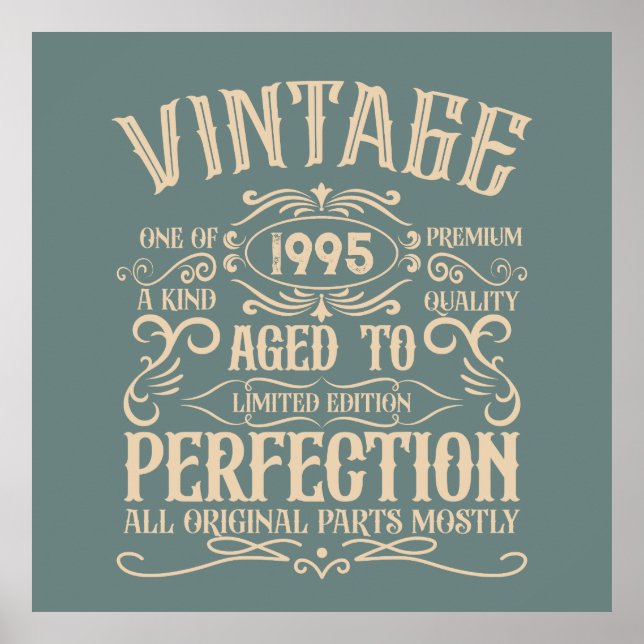 Personalised Thirty vintage 30th birthday party Poster (Front)
