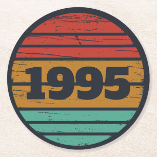 Personalised thirty vintage 30th birthday party round paper coaster