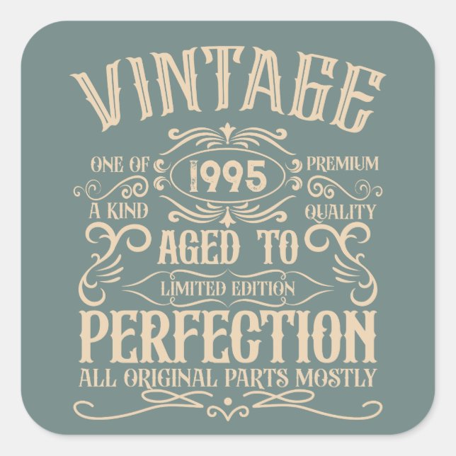 Personalised Thirty vintage 30th birthday party Square Sticker (Front)