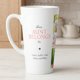 Personalised "This Aunt Belongs To" Photo Collage Latte Mug